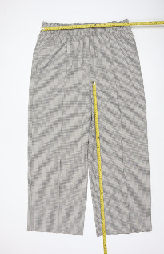 Marks and Spencer Women's Grey Check Trousers Size 20L Elastic Waist