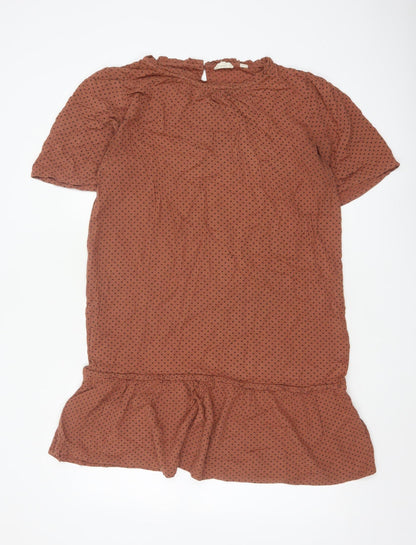 FatFace Women Brown Polka Dot Knee Length Shift Dress Size 14