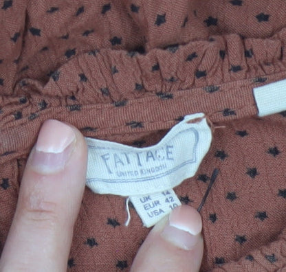 FatFace Women Brown Polka Dot Knee Length Shift Dress Size 14