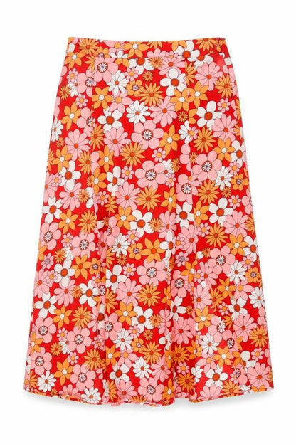 French Connection Women’s Red Floral A-Line Midi Skirt Size 14