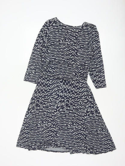 Phase Eight Women Blue Geometric Jersey A-Line Dress Size 12