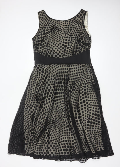 Jacques Vert Women’s Black Polka Dot Fit & Flare Dress Size 14