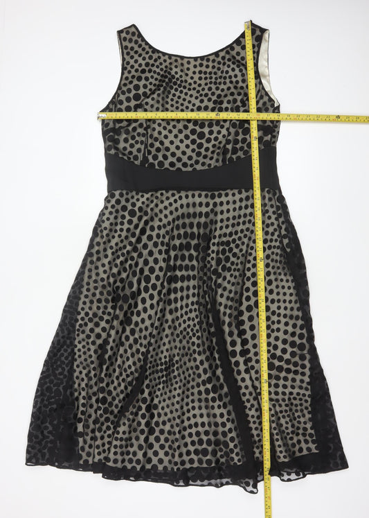 Jacques Vert Women’s Black Polka Dot Fit & Flare Dress Size 14