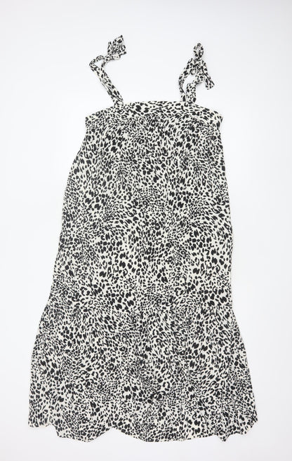 New Look Women’s Black Animal Print Strappy Slip Dress Size 10