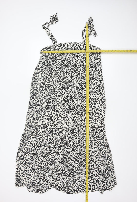 New Look Women’s Black Animal Print Strappy Slip Dress Size 10