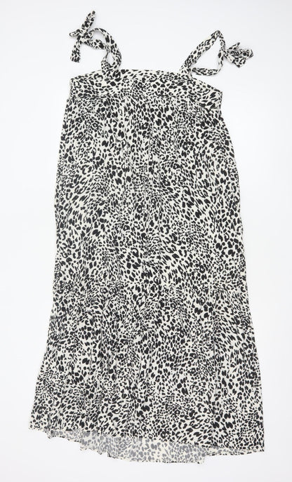 New Look Women’s Black Animal Print Strappy Slip Dress Size 10