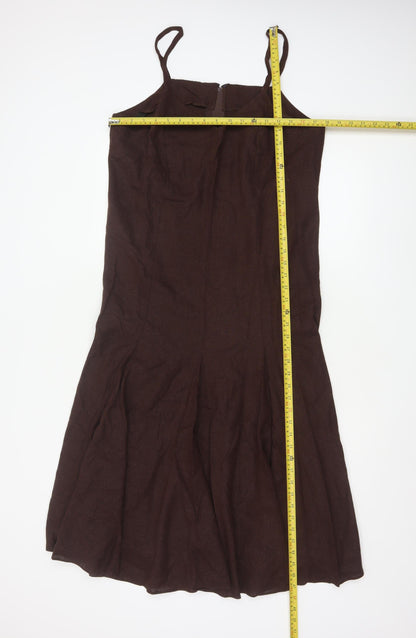 Wardrobe Women Brown Linen Viscose Slip Dress Size 16
