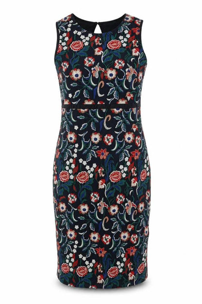 Seen Worn Kept Women's Multicoloured Floral Embroidered Sheath Dress Size 12