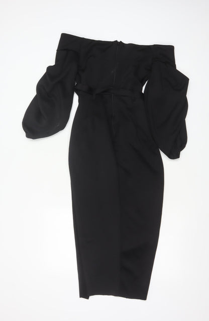 ASOS Women’s Black Off Shoulder Midi Bodycon Dress Size 8