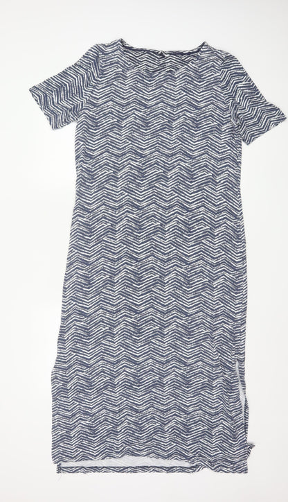 DASH Women's Blue Chevron Shift Dress Size 16 Short Sleeve Knee Length