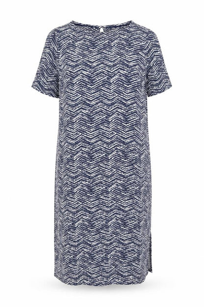 Dash Women's Blue Chevron Shift Dress Size 16 Short Sleeve Knee Length