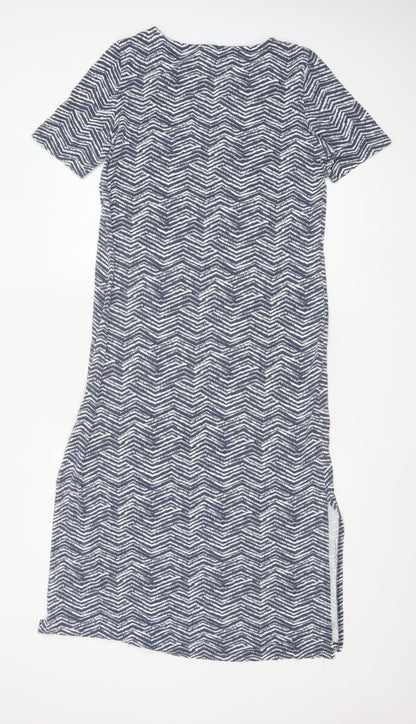 DASH Women's Blue Chevron Shift Dress Size 16 Short Sleeve Knee Length