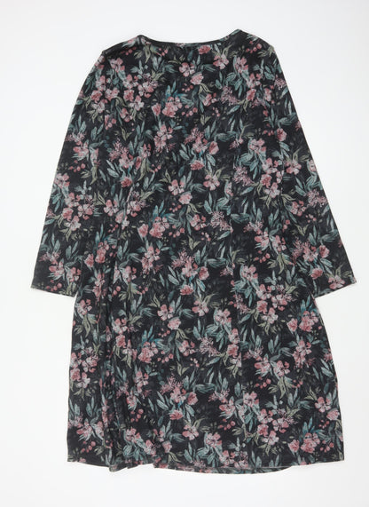 Cotton Traders Women’s Black Floral A-Line Jersey Dress Size 20