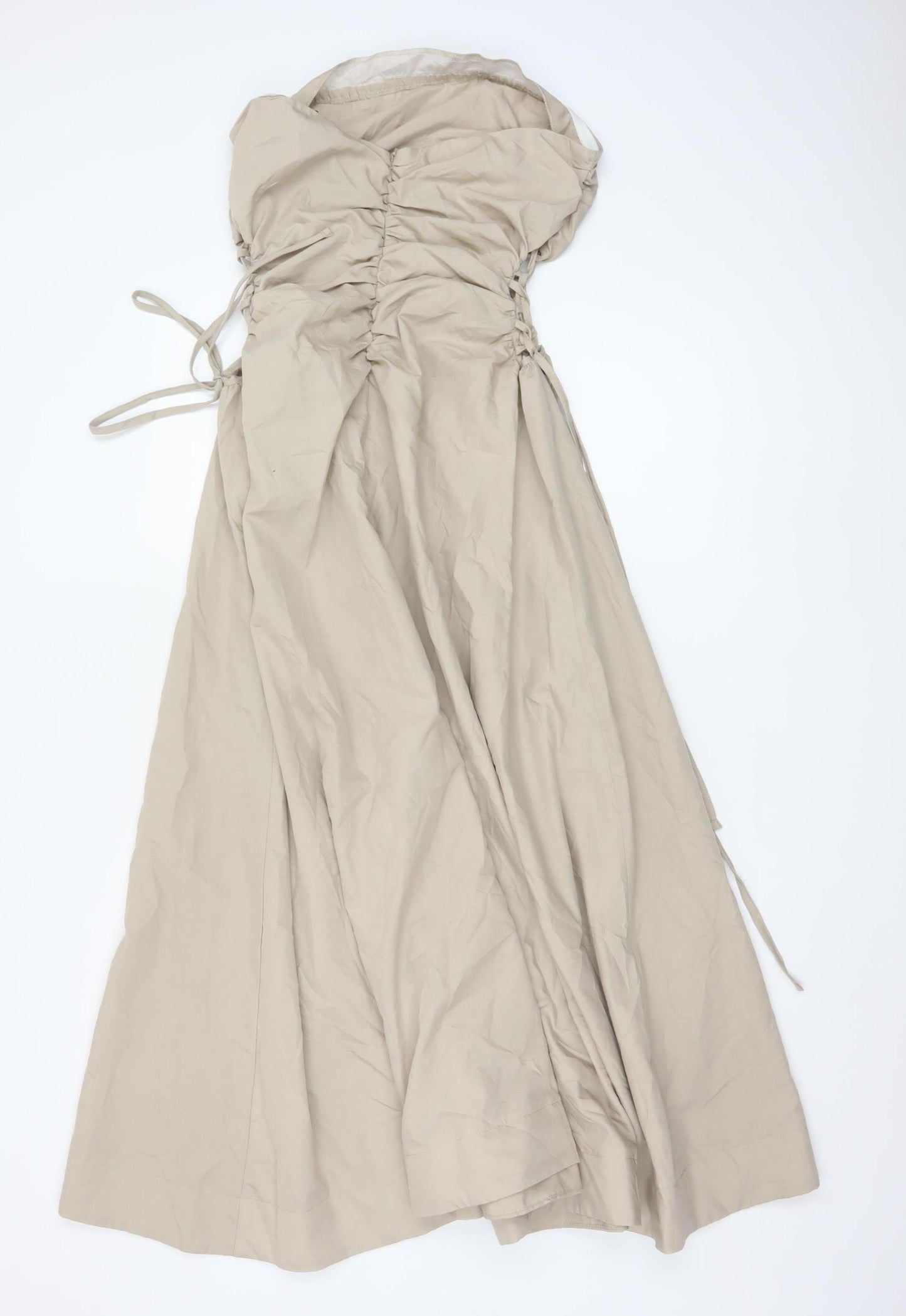 ASOS DESIGN Women’s Beige Strapless Maxi Dress Size 10 Ruched Zip