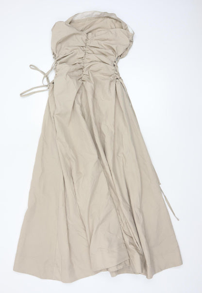 ASOS DESIGN Women’s Beige Strapless Maxi Dress Size 10 Ruched Zip