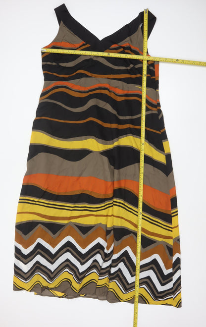Windsmoor Womens Multicoloured Size 18 V-Neck Sleeveless Midi Dress