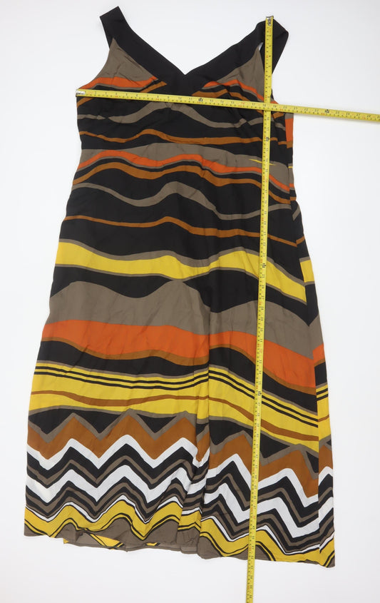 Windsmoor Womens Multicoloured Size 18 V-Neck Sleeveless Midi Dress