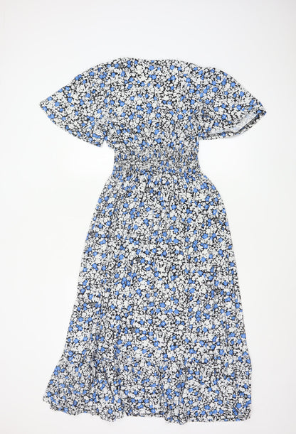 Blue Vanilla Women’s Blue Floral Midi A-Line Dress S