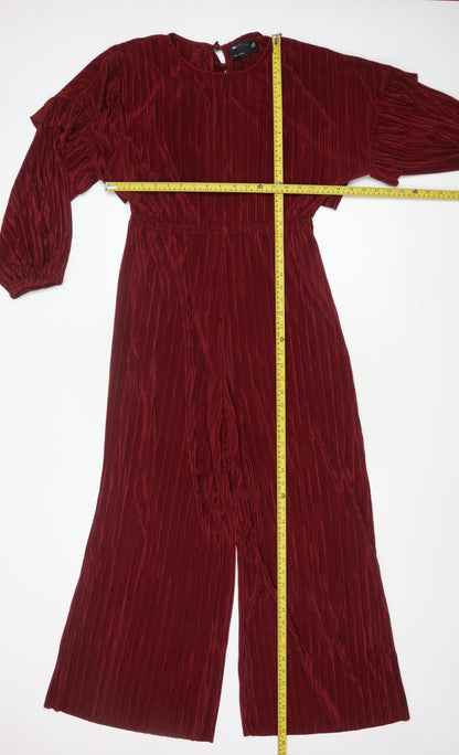 ASOS Design Women’s Red Pleated Wide-Leg Velvet Jumpsuit Size 14