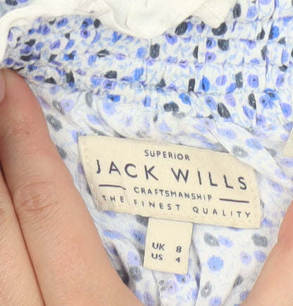 Jack Wills Women Blue Floral Viscose Casual Shorts UK 8