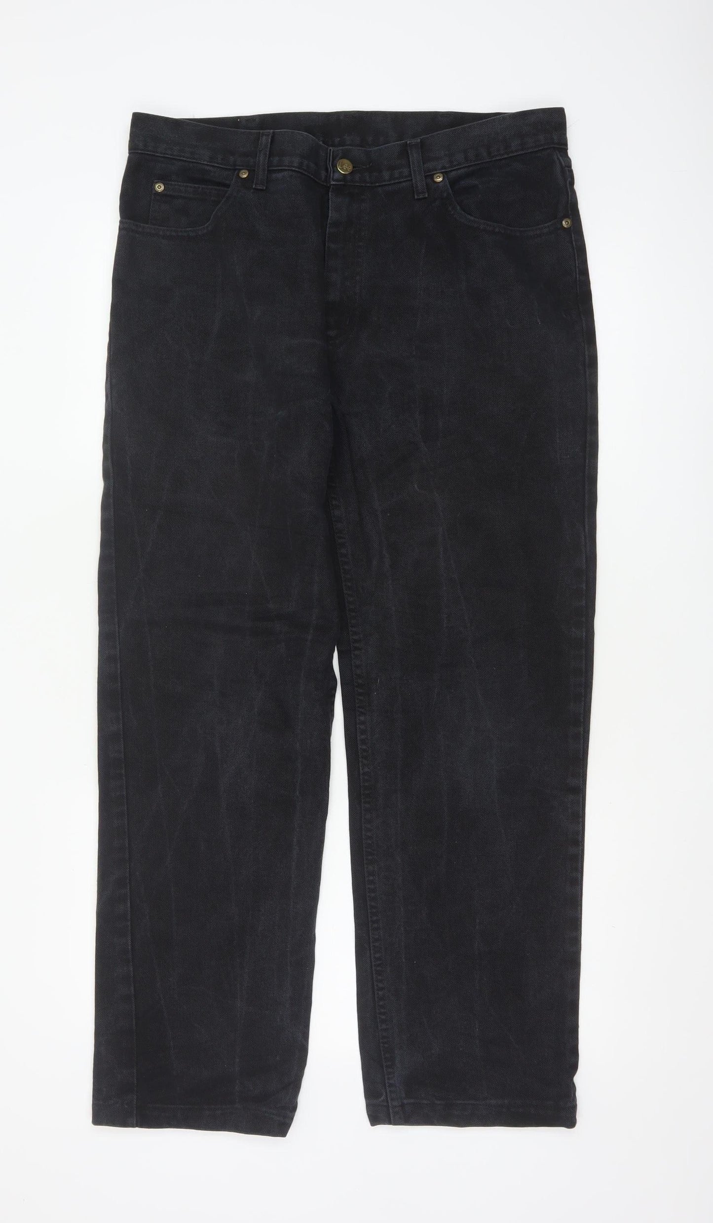 Lee Men's Black Straight Leg Regular Fit Denim Jeans 36x34
