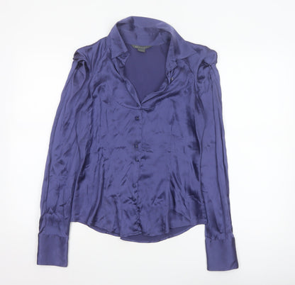 Armani Exchange Women's Purple Silk Satin Long Sleeve Blouse Size S