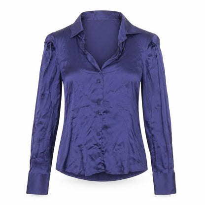Armani Exchange Women's Purple Silk Satin Long Sleeve Blouse Size S