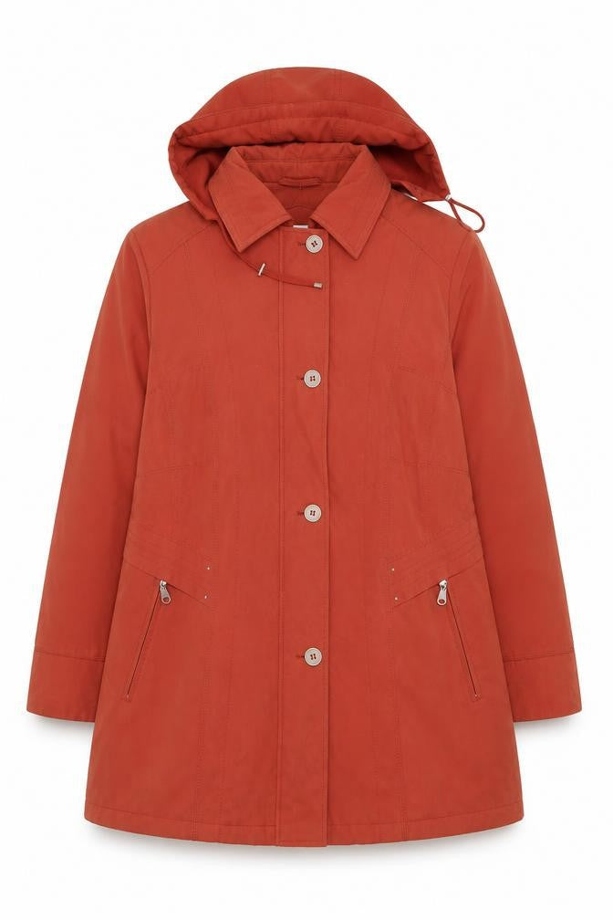 Cotswold Collections Women's Rust Hooded Mid-Length Coat Size 18 Polyester Blend