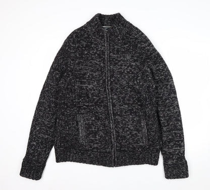 Kensington Eastside Mens Grey L Chunky Full Zip Knit Jumper