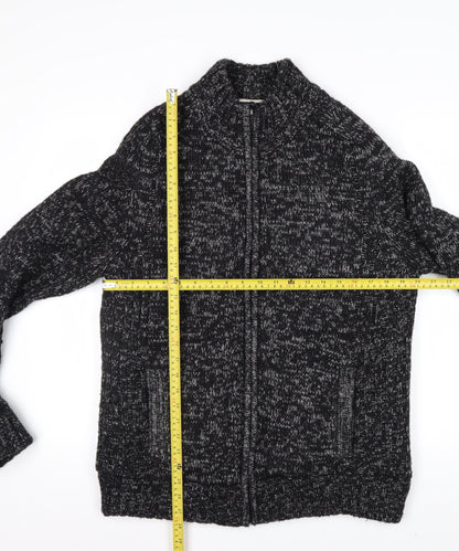 Kensington Eastside Mens Grey L Chunky Full Zip Knit Jumper