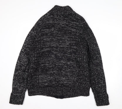 Kensington Eastside Mens Grey L Chunky Full Zip Knit Jumper