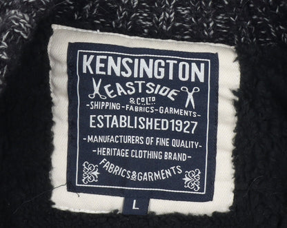 Kensington Eastside Mens Grey L Chunky Full Zip Knit Jumper