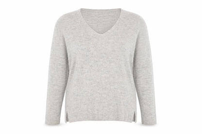 FatFace Women Beige V-Neck Long Sleeve Wool Blend Jumper UK 14