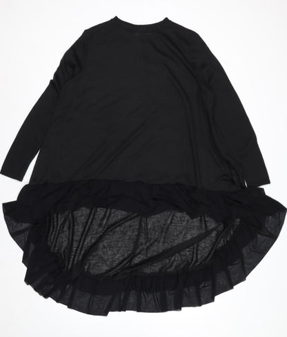 Bella and Blue Women's Black Long Sleeve Ruffle Hem Shift Dress Size S