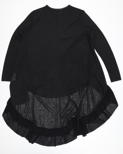 Bella and Blue Women's Black Long Sleeve Ruffle Hem Shift Dress Size S