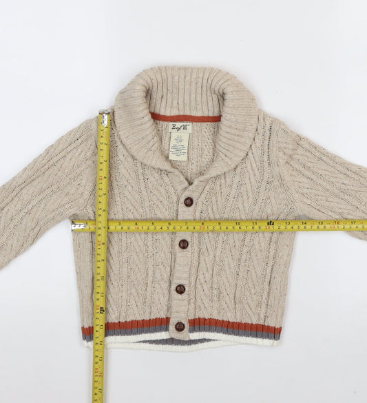 E of M Boys Beige Cable-Knit Cotton Cardigan 3-4 Years