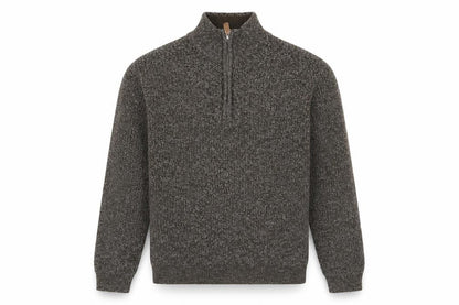 George Men's Brown Cotton Blend High Neck 1/4 Zip Jumper Size M