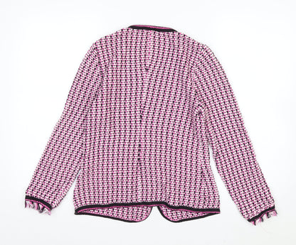 Basler Women's Pink Knit Cardigan Size 10 Classic Fringe Trim