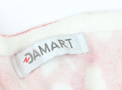 Damart Women's Red Floral 3/4 Sleeve Viscose Knit T-Shirt Size 14/16