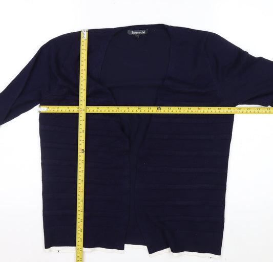Bonmarché Women's Navy Long Sleeve Open Front Cardigan Size 12