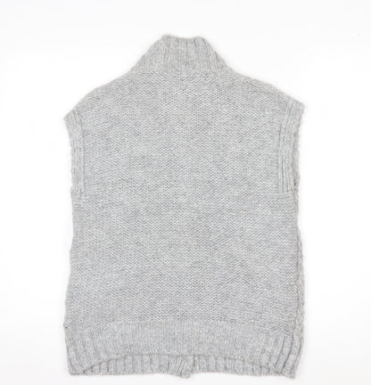 White Stuff Womens Grey Chunky Knit Sleeveless Cardigan UK 8