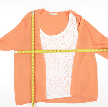 Marks and Spencer Women Orange Lace Front Cardigan Size 16