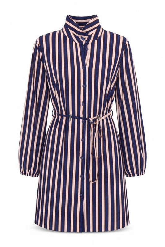 Front view of Miss Selfridge Women’s Multicoloured Striped Shirt Dress, size UK 8