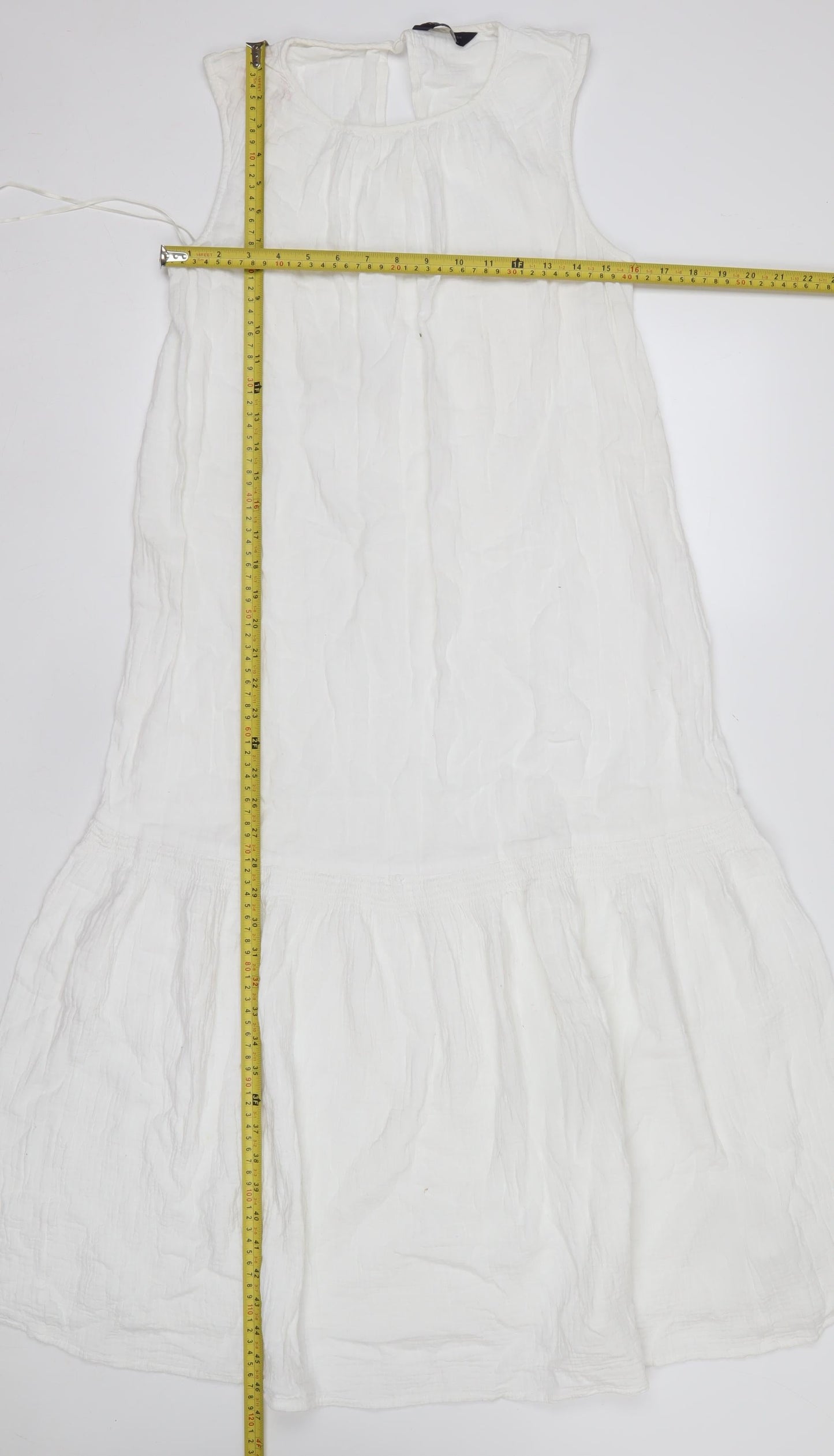 Marks and Spencer Women's Ivory Cotton Sleeveless A-Line Midi Dress Size 12
