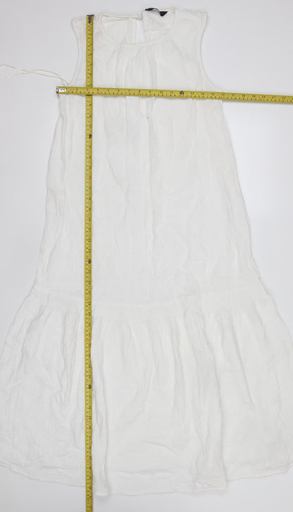 Marks and Spencer Women's Ivory Cotton Sleeveless A-Line Midi Dress Size 12