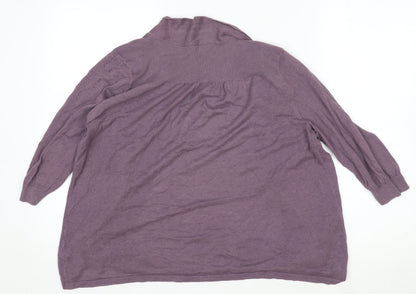 GAP Women Purple Open Cardigan L Linen Cotton Blend Lightweight