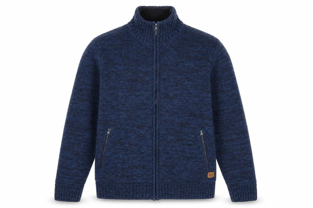 Blend Men's Blue Full Zip Heavy Knit Jumper XL