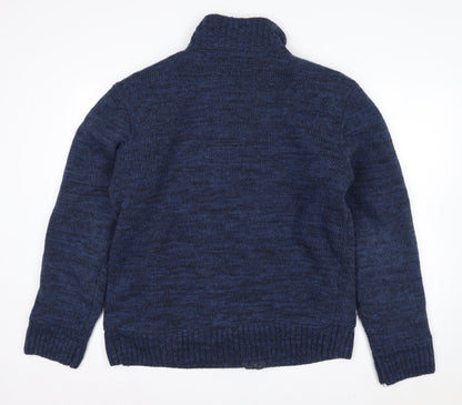 Blend Men's Blue Full Zip Heavy Knit Jumper XL