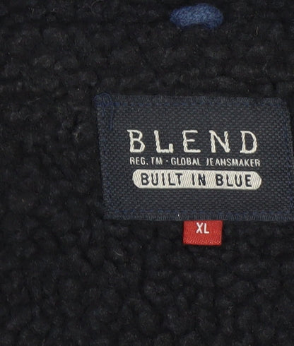 Blend Men's Blue Full Zip Heavy Knit Jumper XL