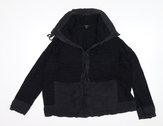 Horsan Women Black 2XL Hooded Cardigan Cotton Linen Blend